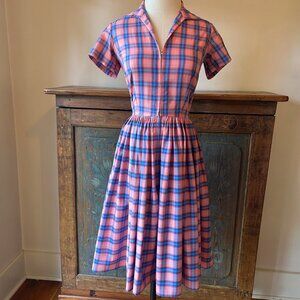 Bernie Dexter Pink and Blue Plaid Francis Dress